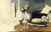 Still life with flowers,A Paper-weight,and other objects, Mikhail Vrubel